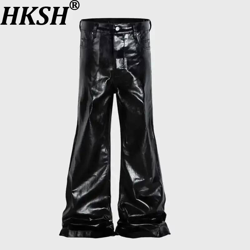 Leather Work Jeans - HKSH erkek Yüksek Sokak Kot Pantolon