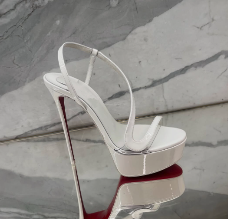 Leather Work Heels - Metalik Deri Platform Stiletto Sandaletler Seksi