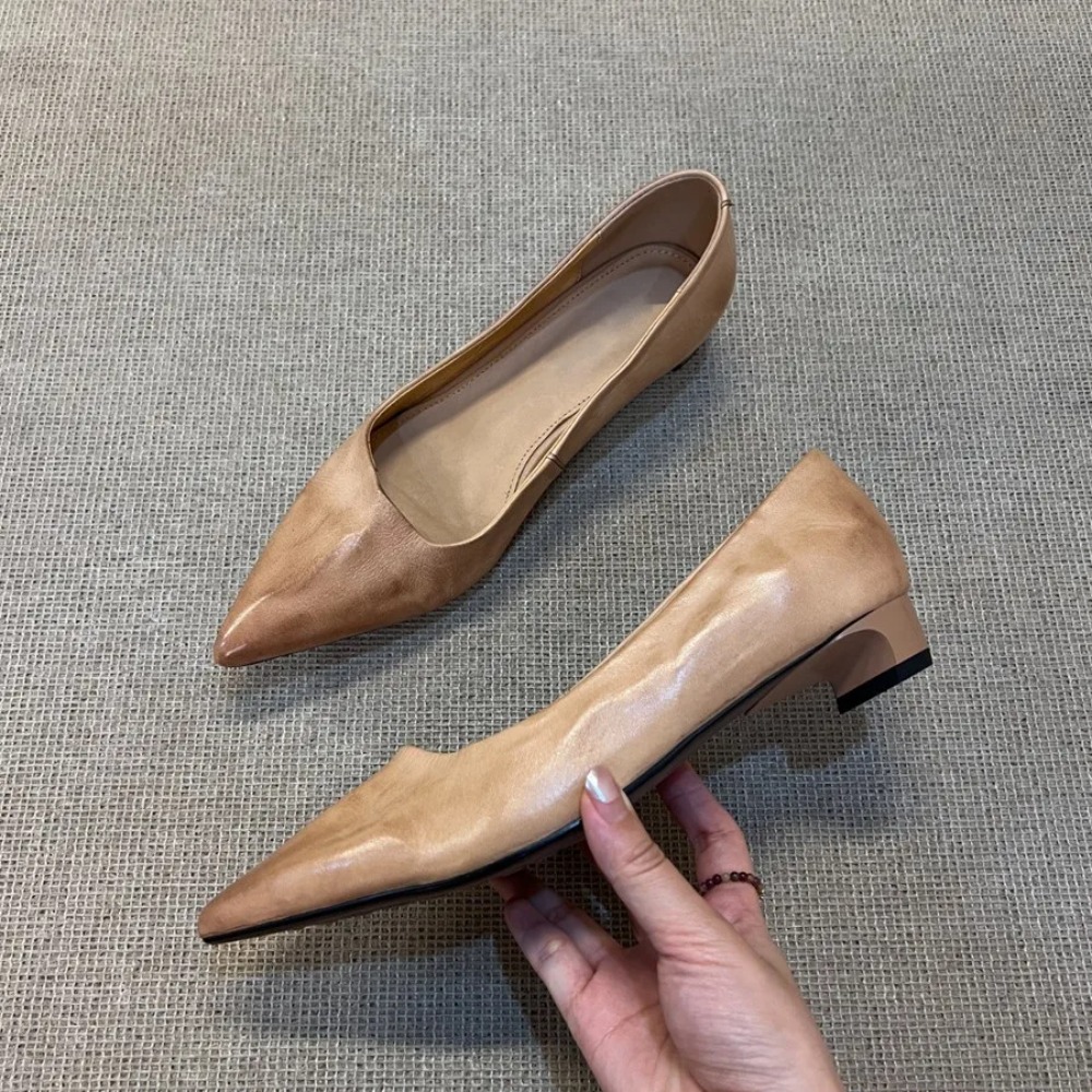 Leather Work Heels - Alçak Topuklu Deri Mary Jane Kadın