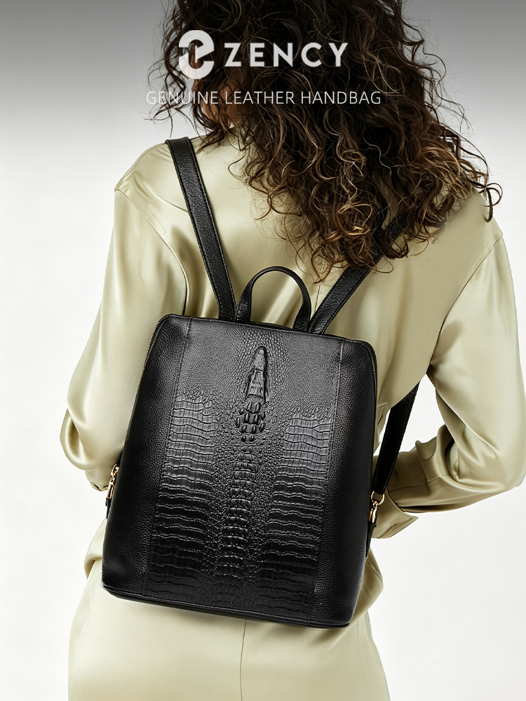 Leatherwork Bag - Zency Kadın Timsah Derisi Sırt Çantası
