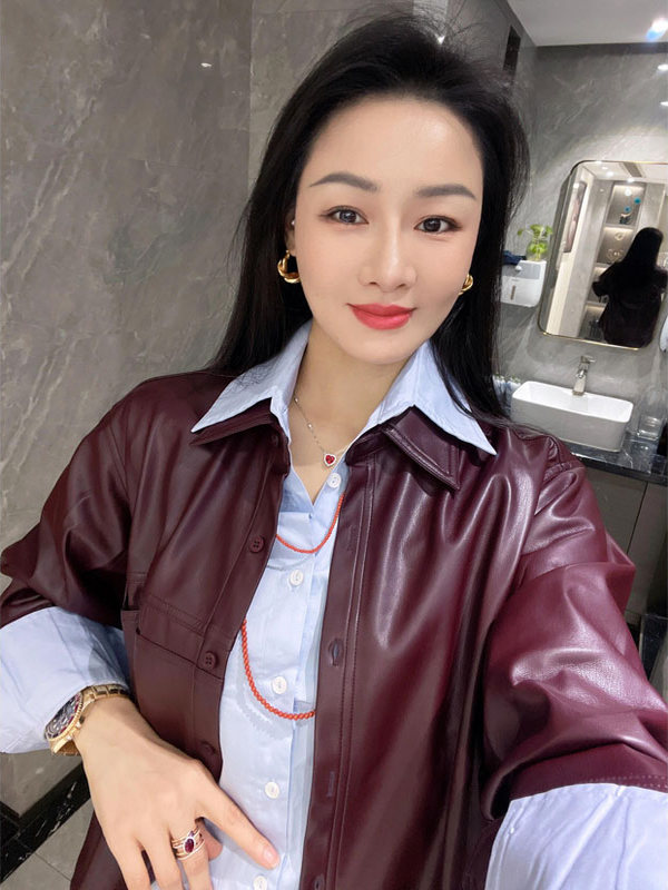 Kadın Üzüm Moru PU Deri Ceket  - Leather Work Jacket incelemesi ve fiyatı